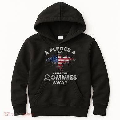 A Pledge Day Keeps The Commies Away Patriotic Eagle American Kids Hoodie