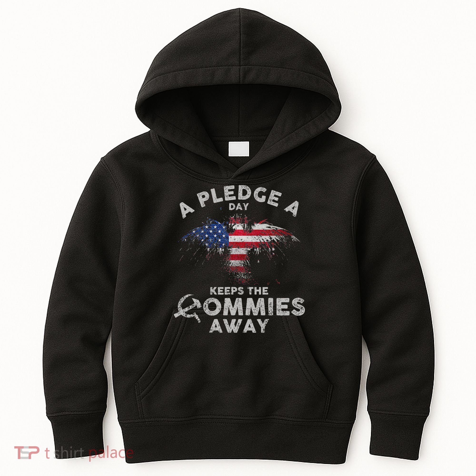 A Pledge Day Keeps The Commies Away Patriotic Eagle American Kids Hoodie