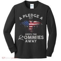 A Pledge Day Keeps The Commies Away Patriotic Eagle American Kids Long Sleeve Shirt thumb 0