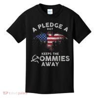A Pledge Day Keeps The Commies Away Patriotic Eagle American Kids T-Shirt thumb 0
