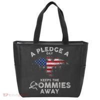 A Pledge Day Keeps The Commies Away Patriotic Eagle American Tote Bag thumb 0