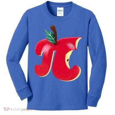 Apple Pi Day Funny Math Nerd Pie Teacher 3 14 Constant Gift Kids Long Sleeve Shirt