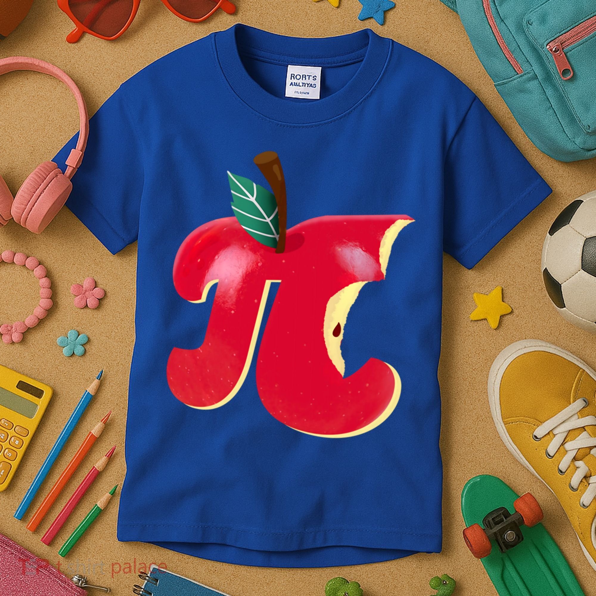 Apple Pi Day Funny Math Nerd Pie Teacher 3 14 Constant Gift Kids T-Shirt