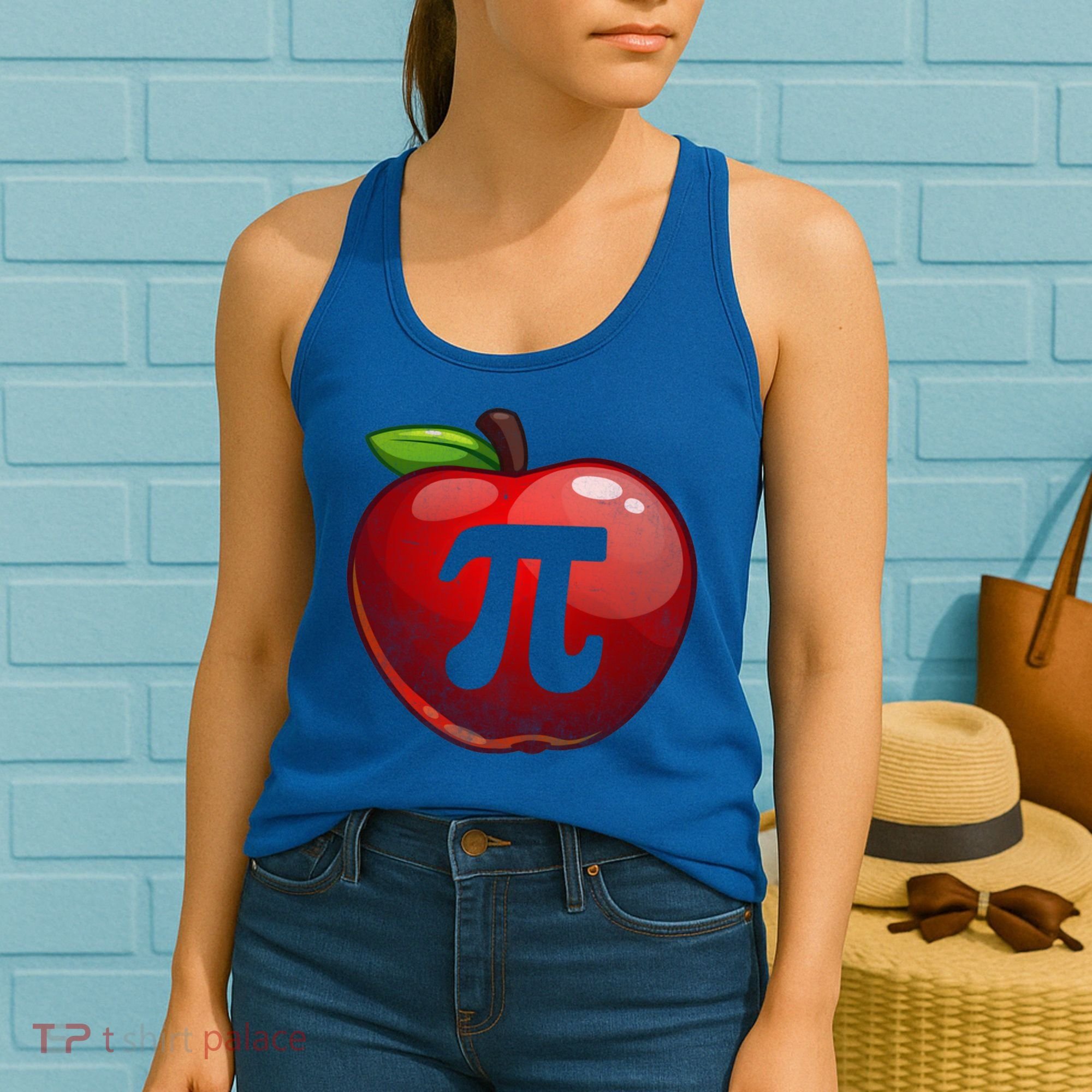 Apple Pi Day Great Gift Funny Math Nerd Pie Teacher 3 14 Gift Women's Tank Top