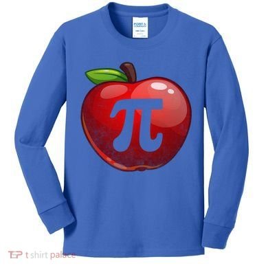 Apple Pi Day Great Gift Funny Math Nerd Pie Teacher 3 14 Gift Kids Long Sleeve Shirt