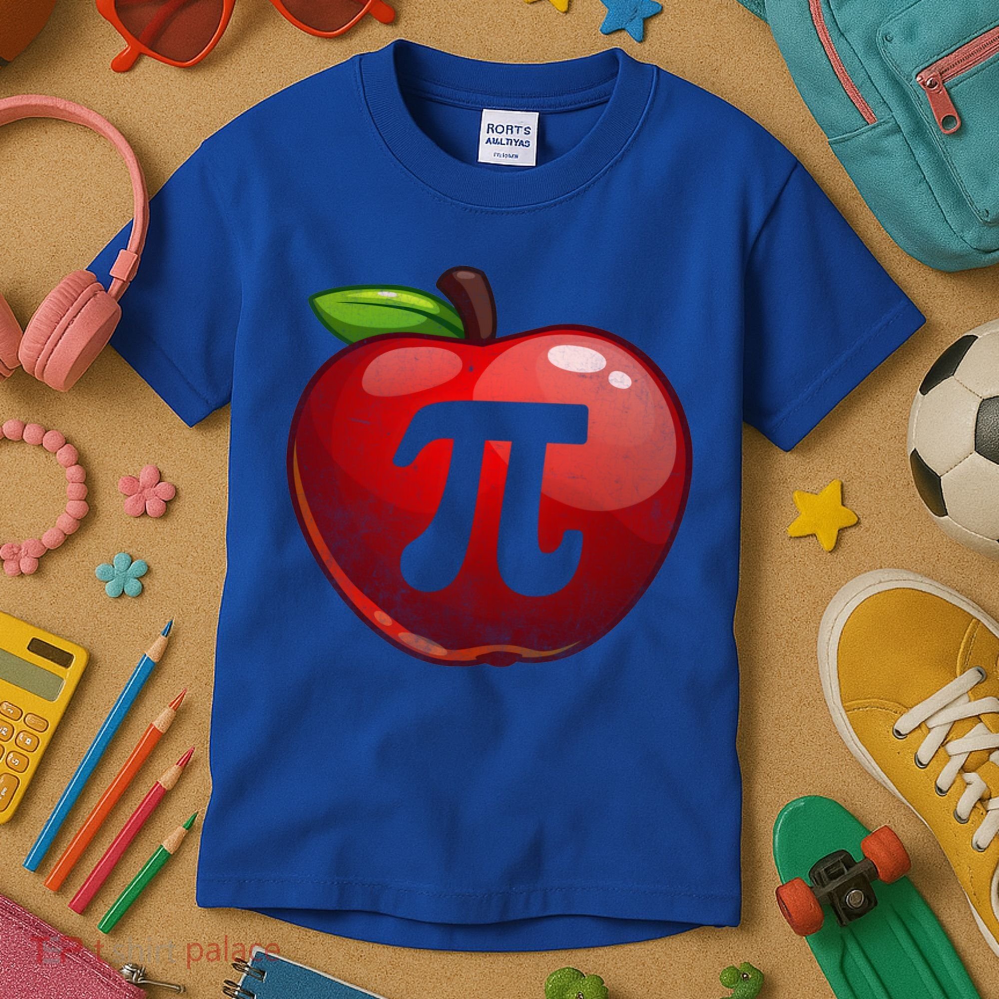 Apple Pi Day Great Gift Funny Math Nerd Pie Teacher 3 14 Gift Kids T-Shirt