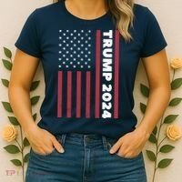 American President Donald Trump 2024 Flag US Election Women's T-Shirt thumb 2
