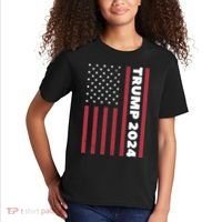 American President Donald Trump 2024 Flag US Election Kids T-Shirt thumb 2