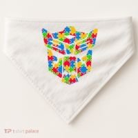 Autism Puzzle Dinobot Logo USA-Made Doggie Bandana thumb 0