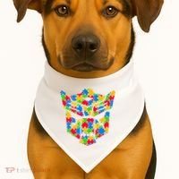 Autism Puzzle Dinobot Logo USA-Made Doggie Bandana thumb 1