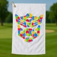 Autism Puzzle Dinobot Logo Golf Towel thumb 1