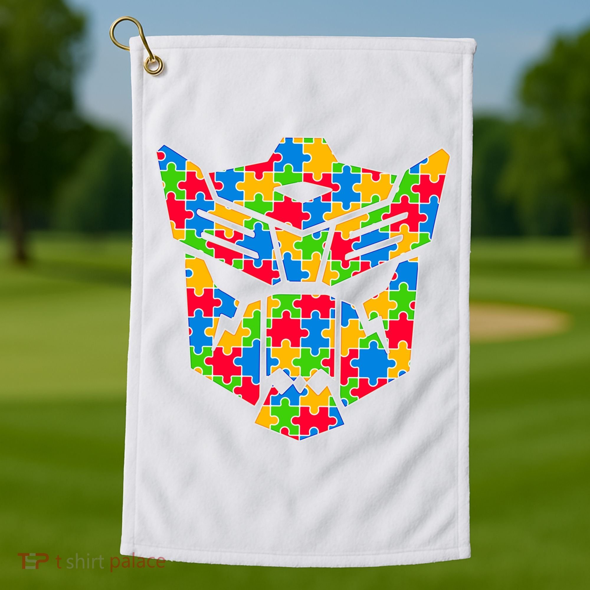 Autism Puzzle Dinobot Logo Golf Towel