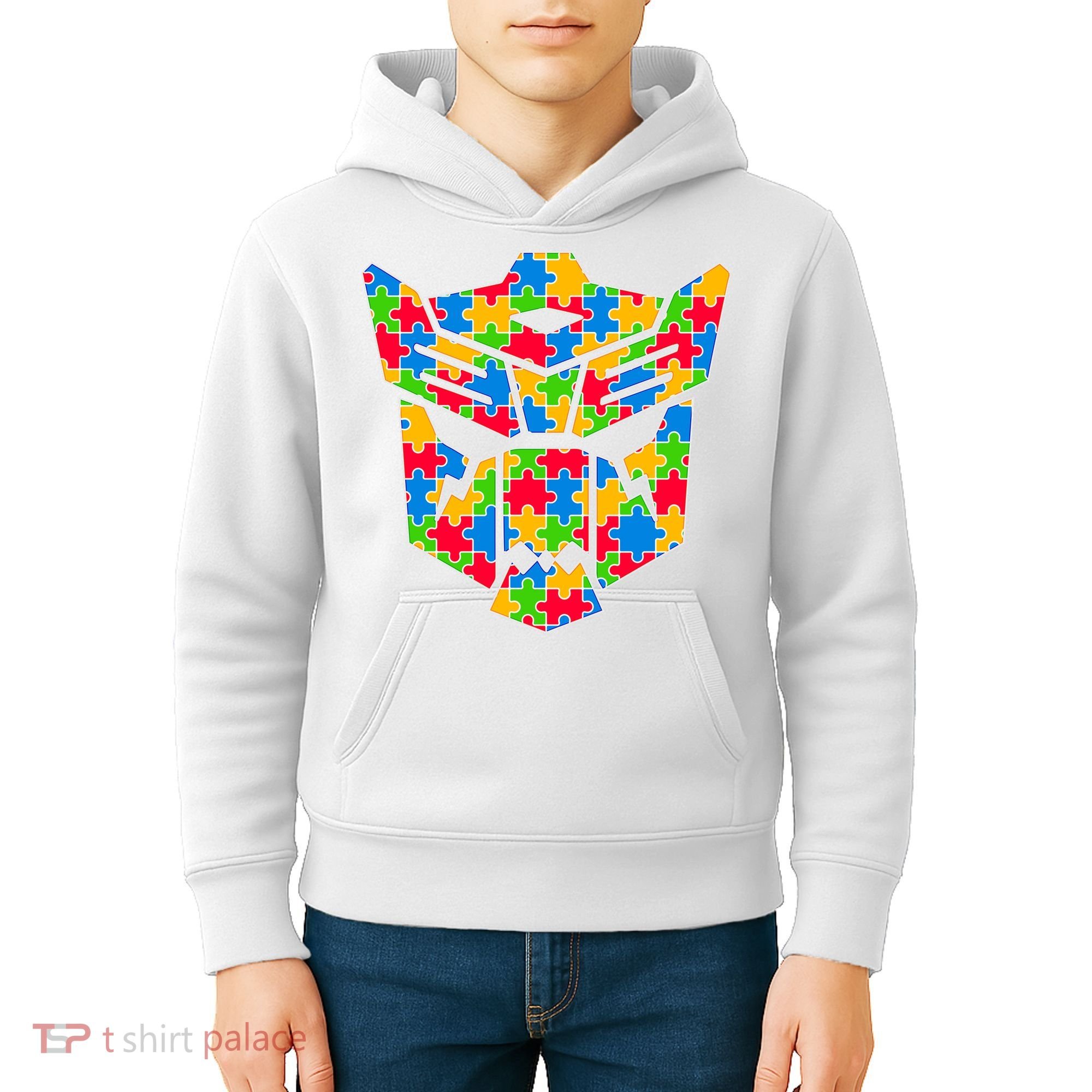 Autism Puzzle Dinobot Logo Kids Hoodie