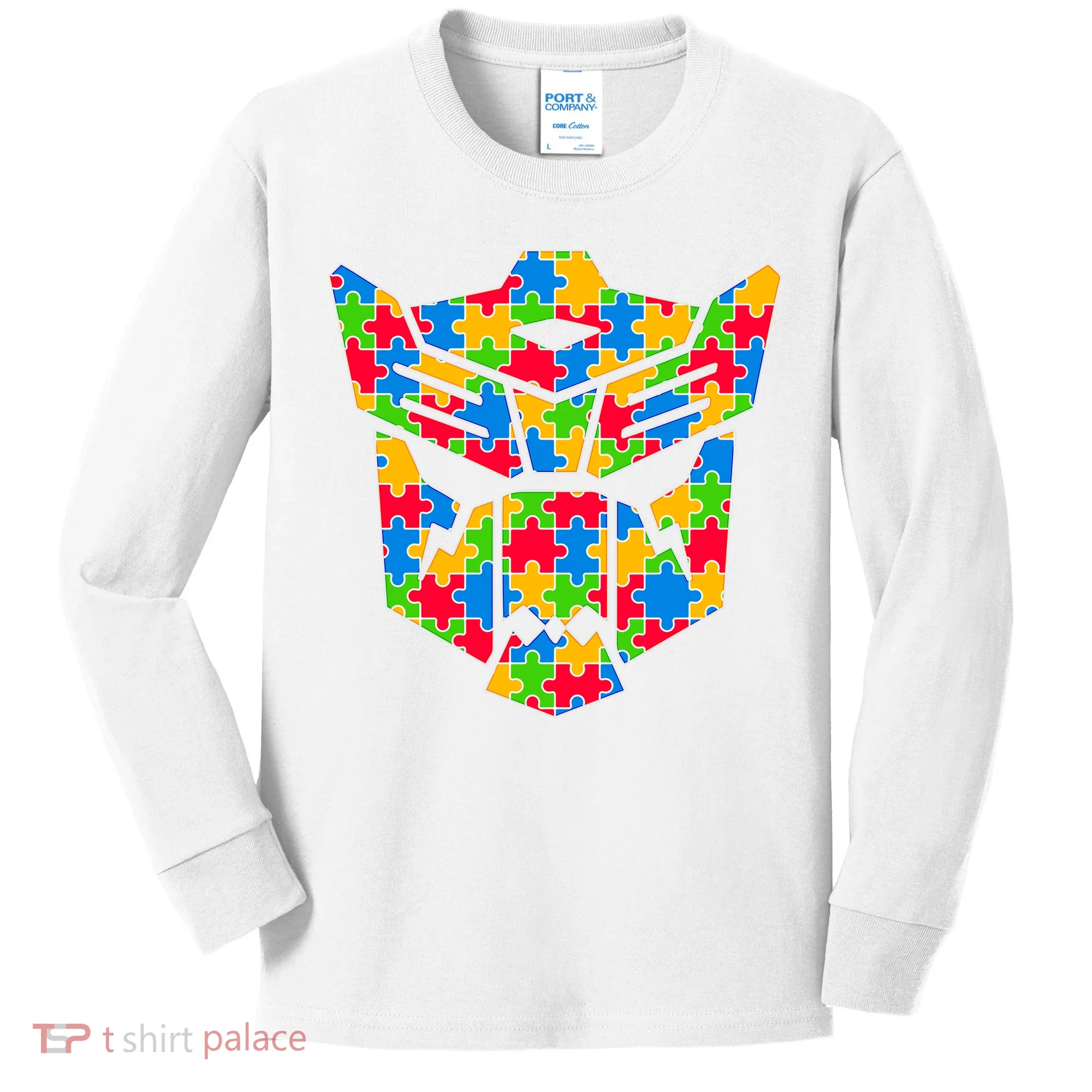 Autism Puzzle Dinobot Logo Kids Long Sleeve Shirt