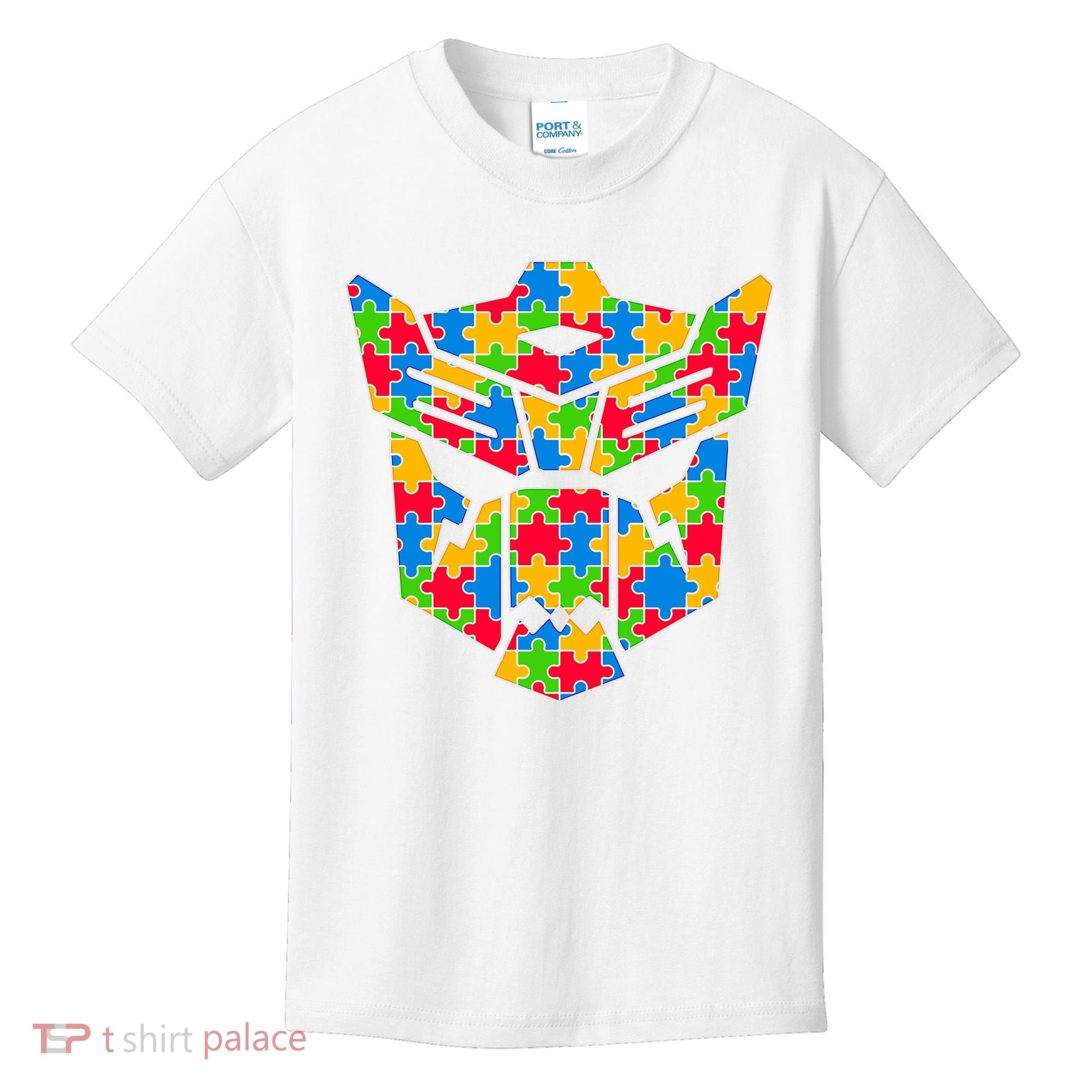 Autism Puzzle Dinobot Logo Kids T-Shirt