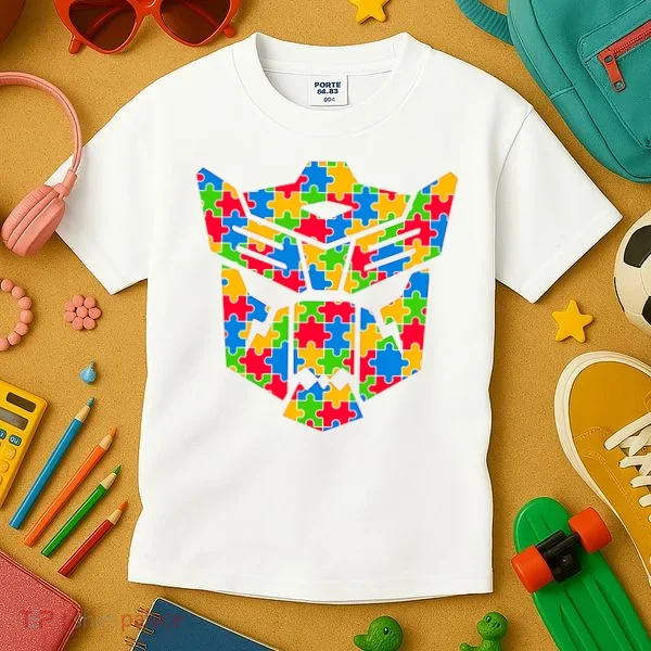 Autism Puzzle Dinobot Logo Kids T-Shirt