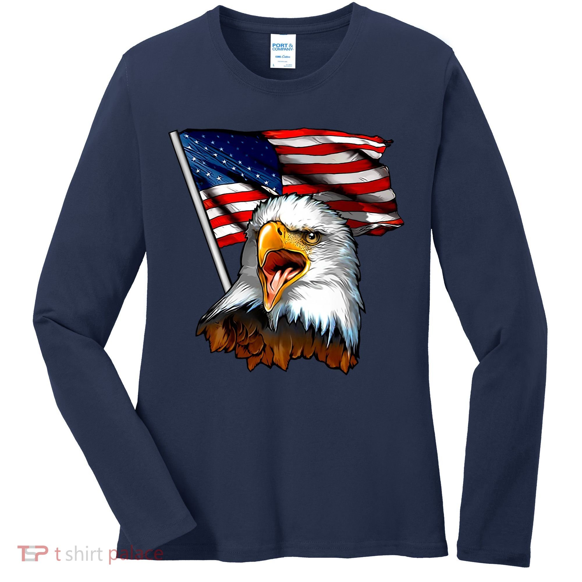 American Patriotic Eagle Flag Women's Long Sleeve Shirt