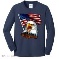 American Patriotic Eagle Flag Kids Long Sleeve Shirt thumb 0