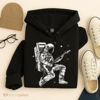 Astronaut playing electric guitar in space Astronaut Art Hoodie thumb 4