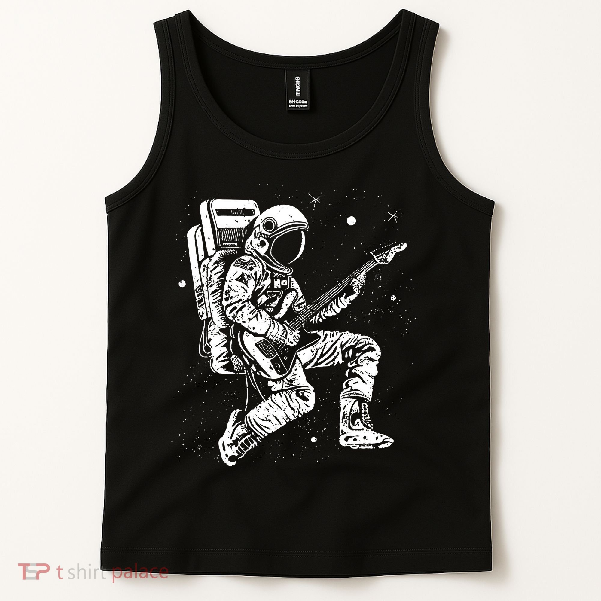 Astronaut playing electric guitar in space Astronaut Art Tank Top