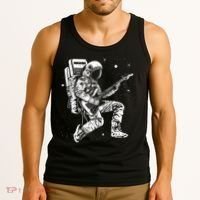Astronaut playing electric guitar in space Astronaut Art Tank Top thumb 3