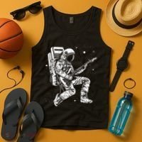 Astronaut playing electric guitar in space Astronaut Art Tank Top thumb 4