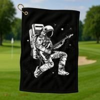 Astronaut playing electric guitar in space Astronaut Art Golf Towel thumb 1