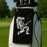 Astronaut playing electric guitar in space Astronaut Art Golf Towel thumb 2