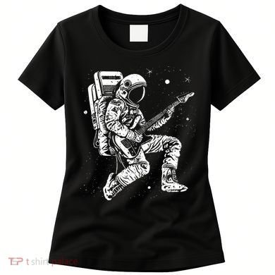 Astronaut playing electric guitar in space Astronaut Art Women's T-Shirt