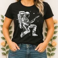 Astronaut playing electric guitar in space Astronaut Art Women's T-Shirt thumb 2