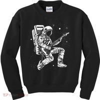 Astronaut playing electric guitar in space Astronaut Art Kids Sweatshirt thumb 0