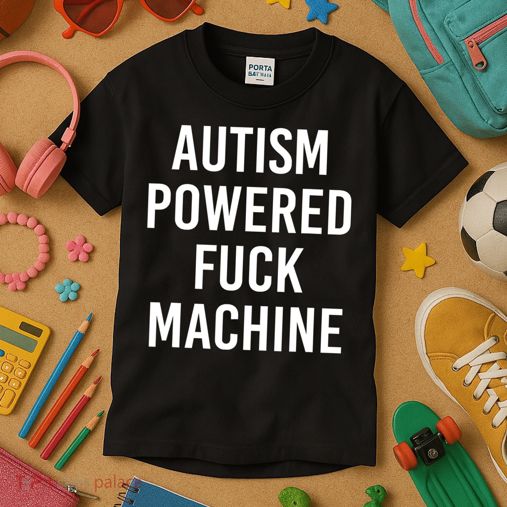 Autism Powered Fuck Machine Funny Quote Kids T-Shirt