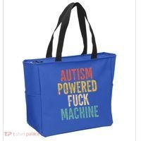 Autism Powered Fuck Machine Funny Quote Gift Tote Bag thumb 2