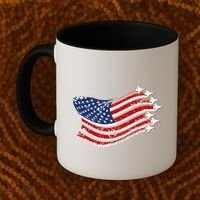 American Patriotic Fighter Jets Usa Flag Coffee Mug thumb 2