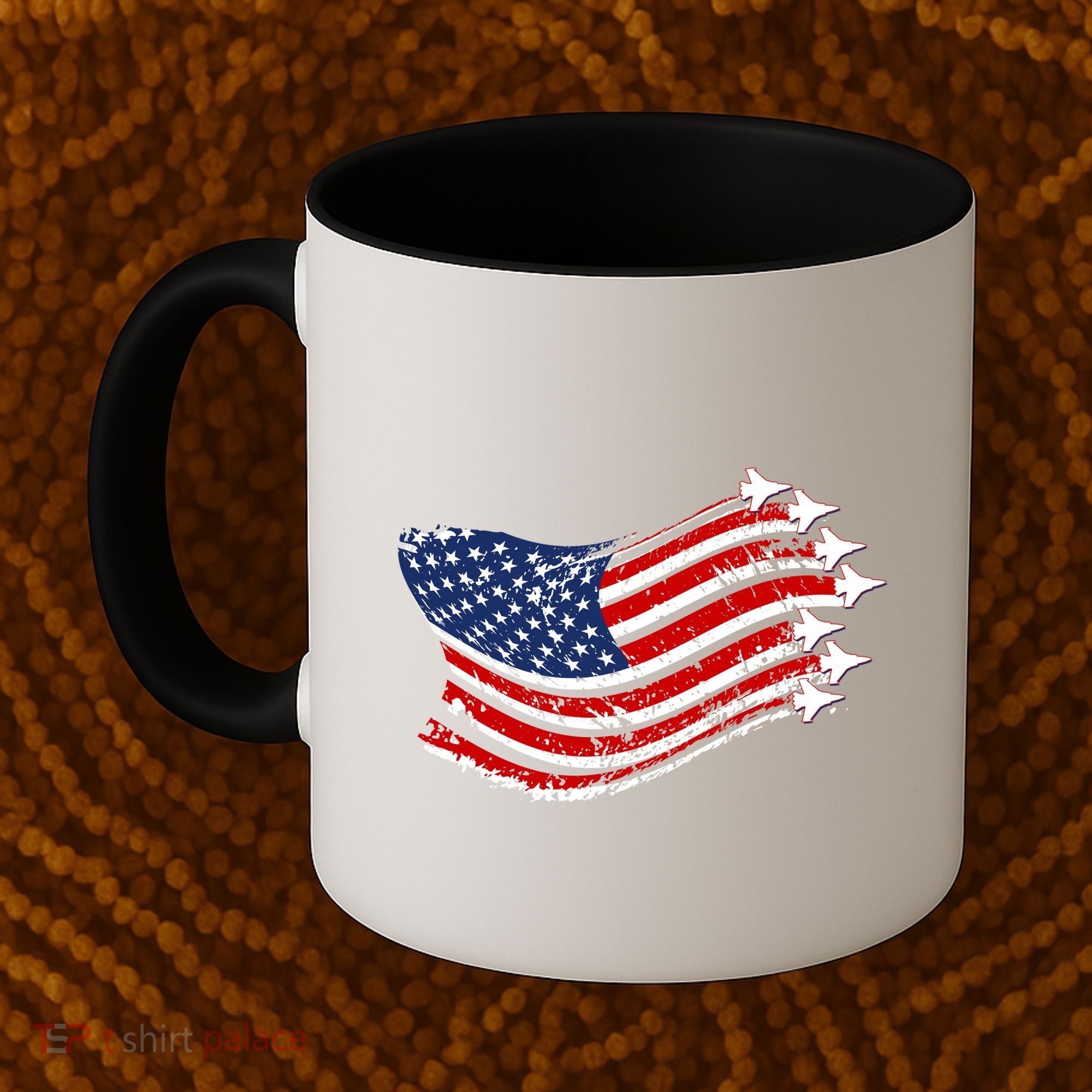 American Patriotic Fighter Jets Usa Flag Coffee Mug