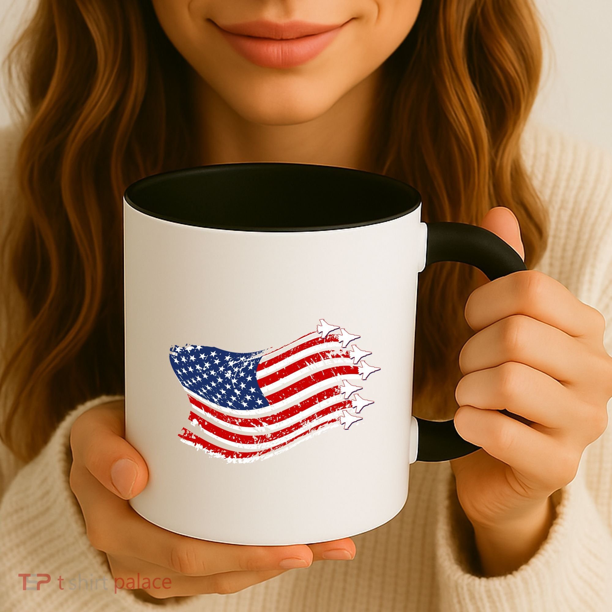 American Patriotic Fighter Jets Usa Flag Coffee Mug