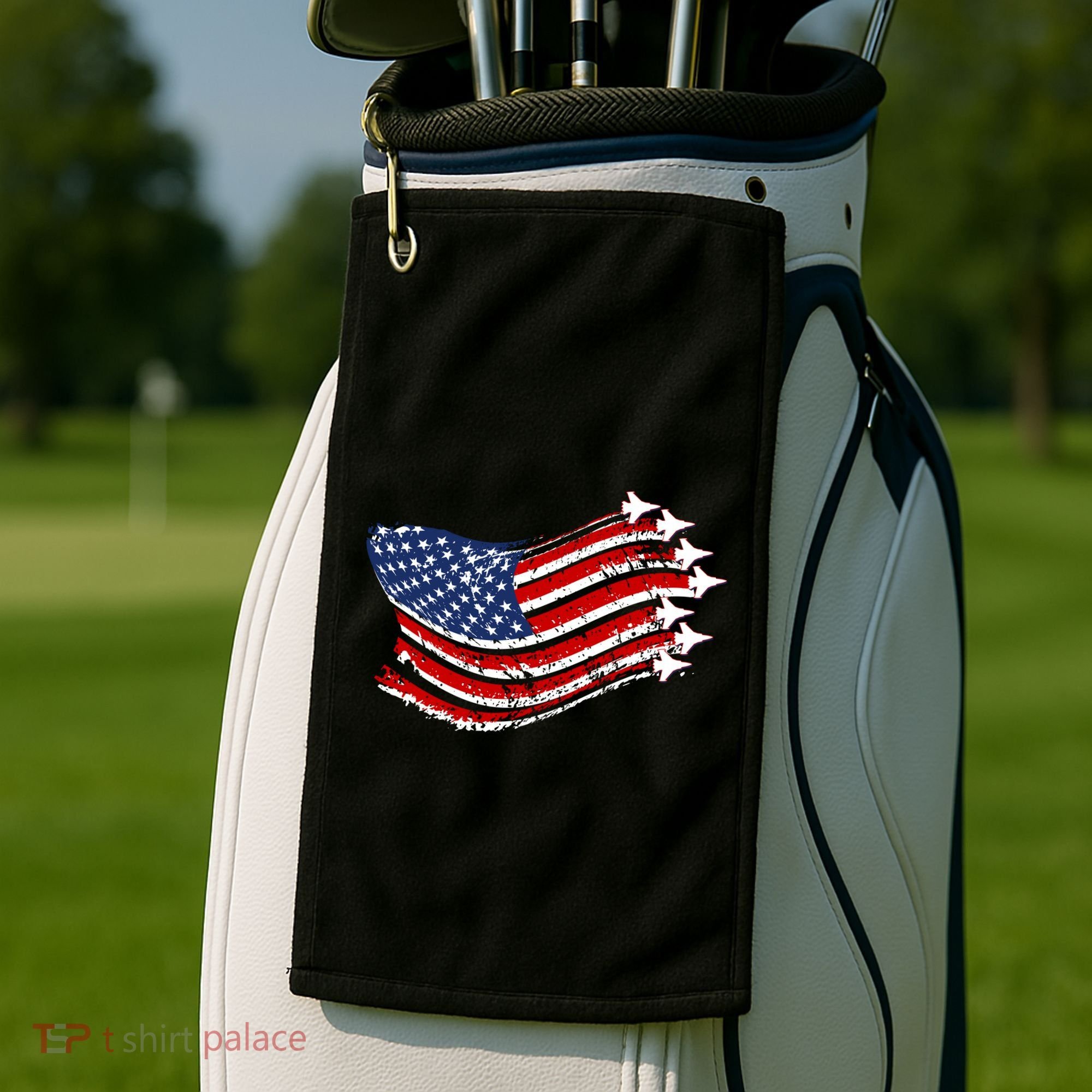 American Patriotic Fighter Jets Usa Flag Golf Towel