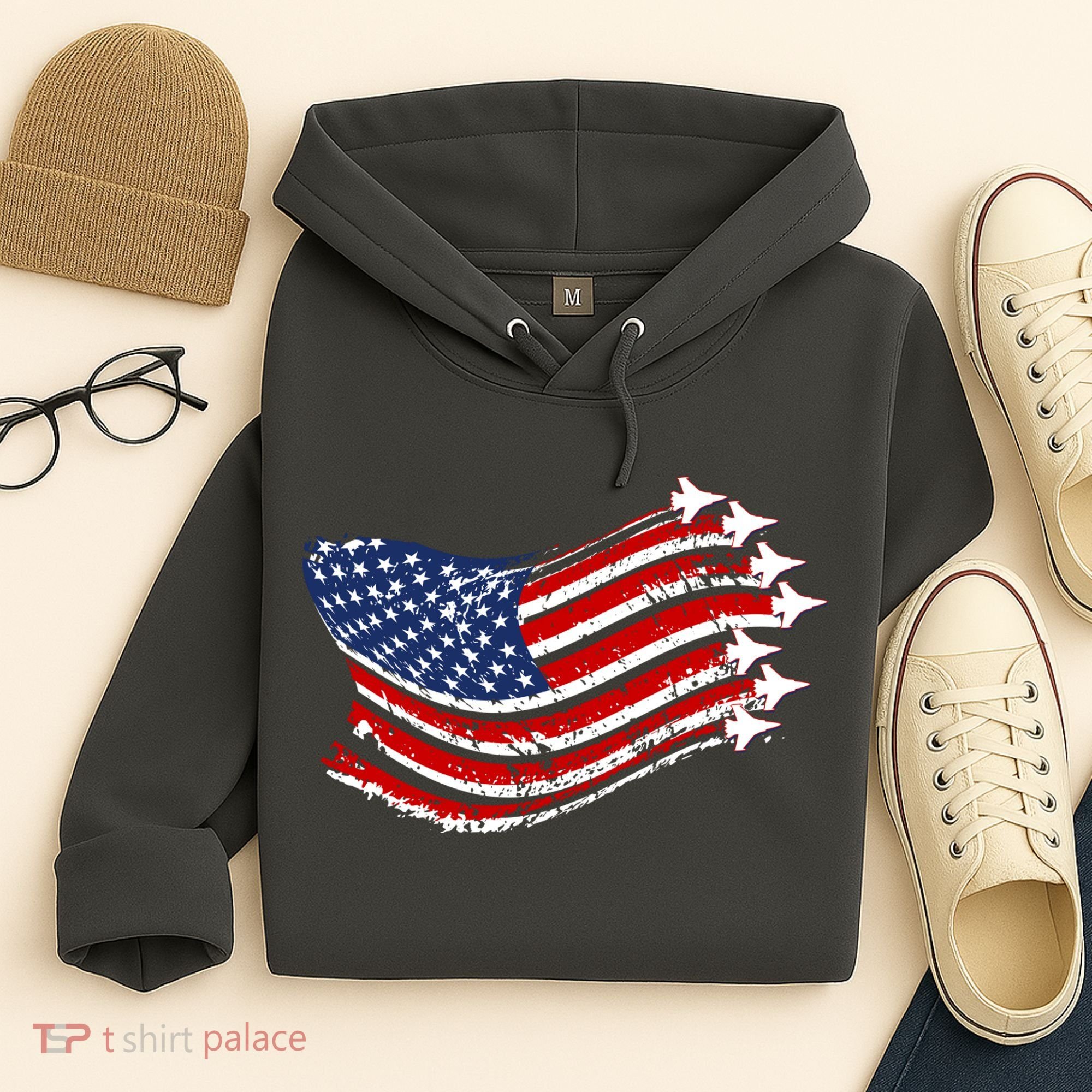 American Patriotic Fighter Jets Usa Flag Hoodie