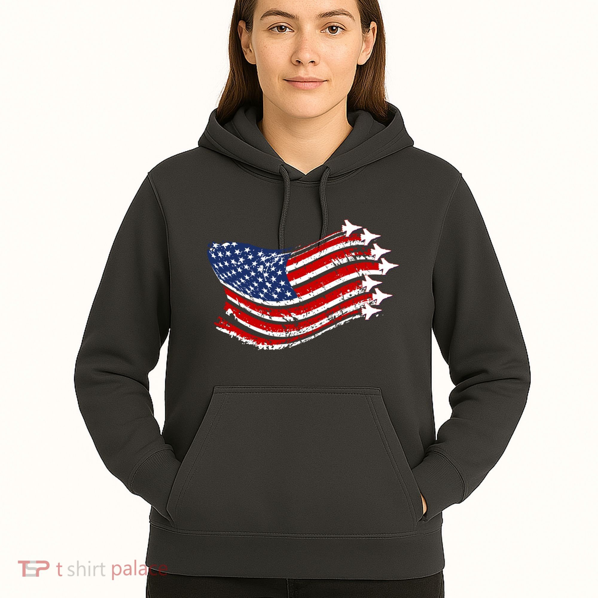 American Patriotic Fighter Jets Usa Flag Hoodie