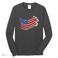 American Patriotic Fighter Jets Usa Flag Long Sleeve Shirt thumb 0