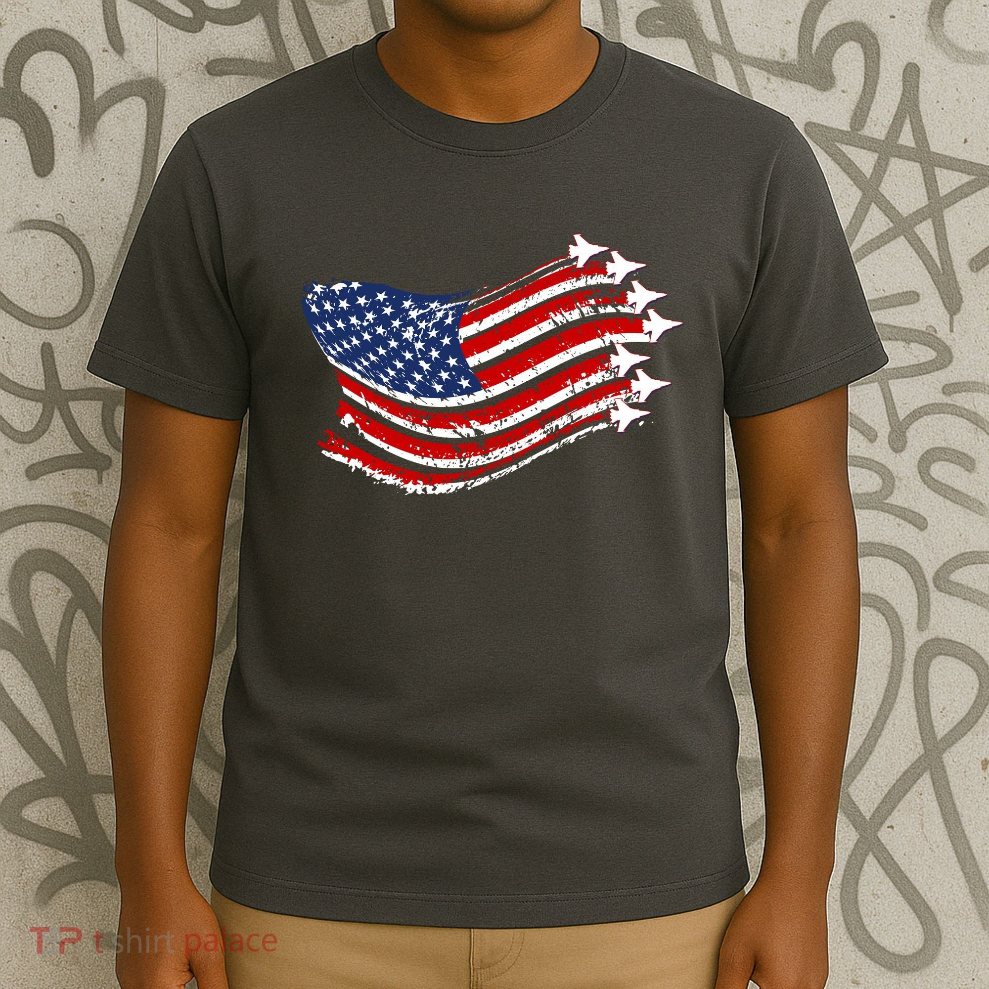 American Patriotic Fighter Jets Usa Flag T-Shirt