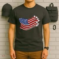 American Patriotic Fighter Jets Usa Flag T-Shirt thumb 6