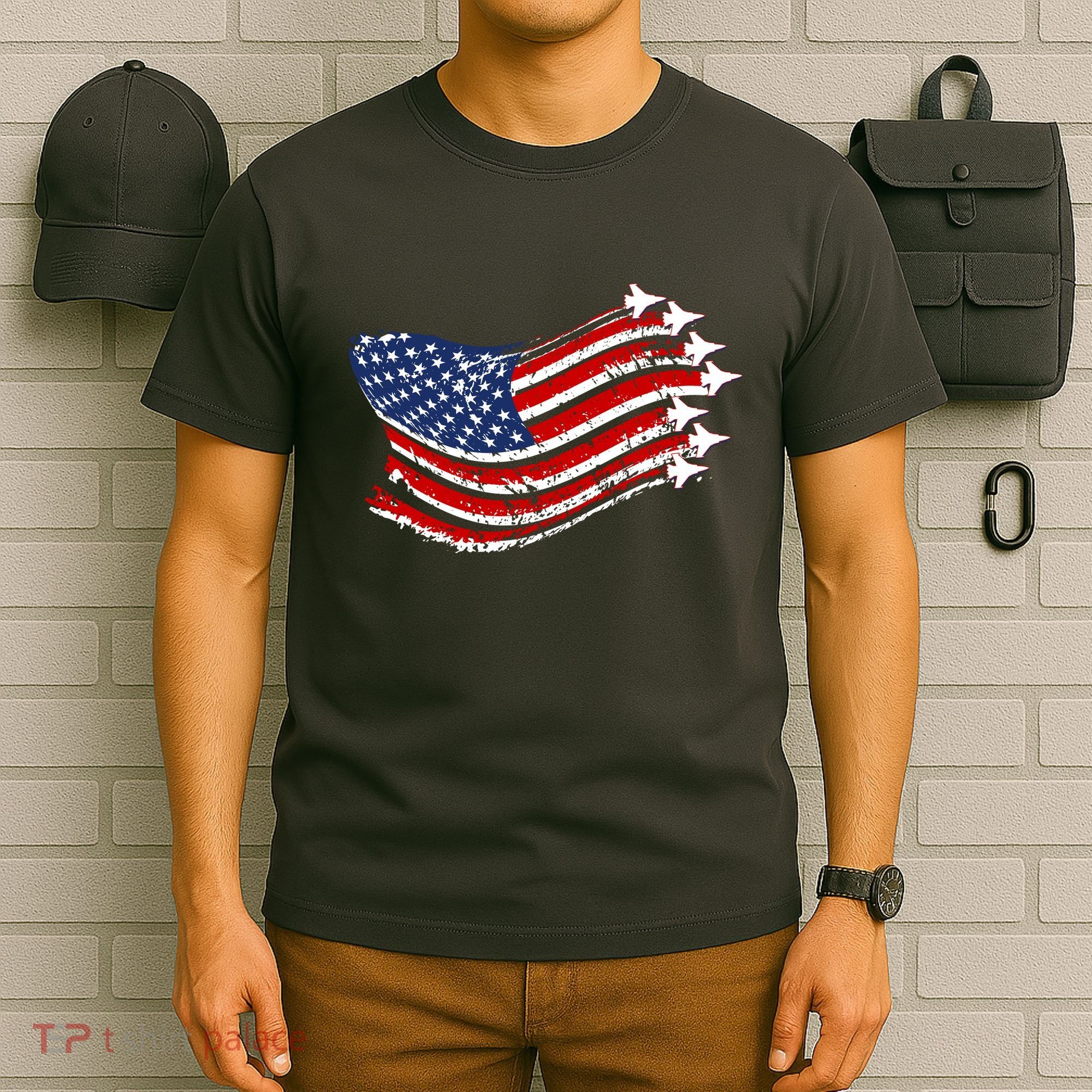 American Patriotic Fighter Jets Usa Flag T-Shirt