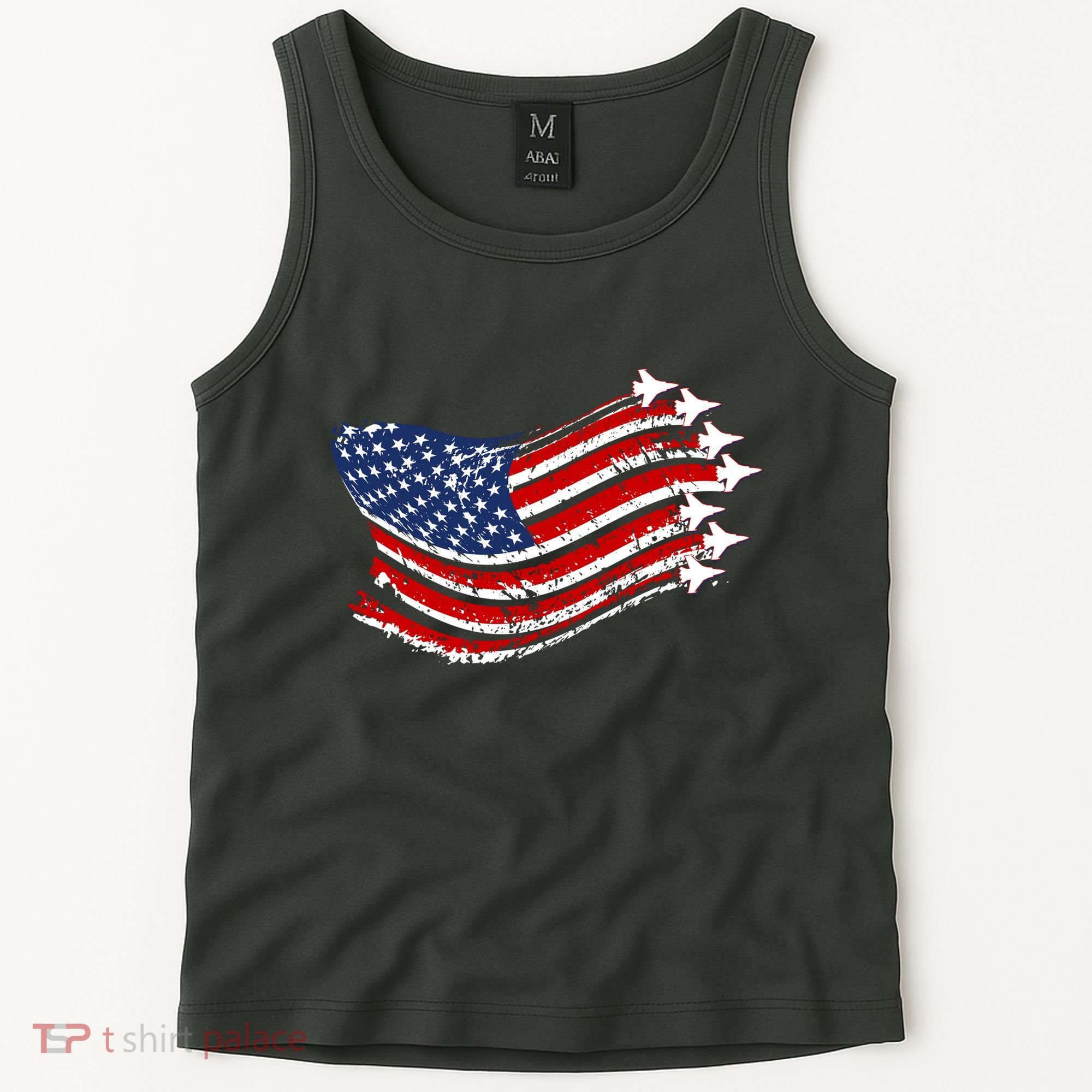 American Patriotic Fighter Jets Usa Flag Tank Top