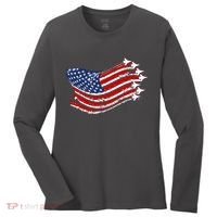 American Patriotic Fighter Jets Usa Flag Women's Long Sleeve Shirt thumb 0