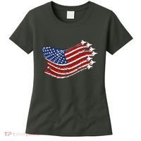 American Patriotic Fighter Jets Usa Flag Women's T-Shirt thumb 0