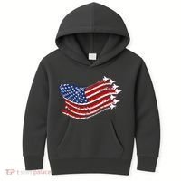 American Patriotic Fighter Jets Usa Flag Kids Hoodie thumb 0