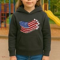 American Patriotic Fighter Jets Usa Flag Kids Hoodie thumb 3