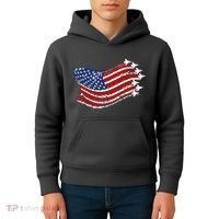 American Patriotic Fighter Jets Usa Flag Kids Hoodie thumb 4
