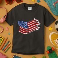 American Patriotic Fighter Jets Usa Flag Kids T-Shirt thumb 3